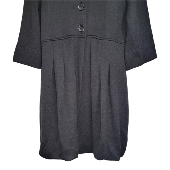 Lisa International Black Button Down Wool Blend 1/2 Sleeve Coat - Picture 5 of 14